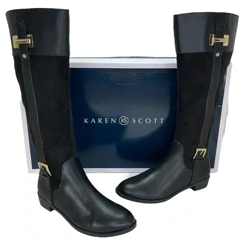Karen Scott Deliee Black Knee High Womens Boots Size 5.5M - Picture 1 of 10